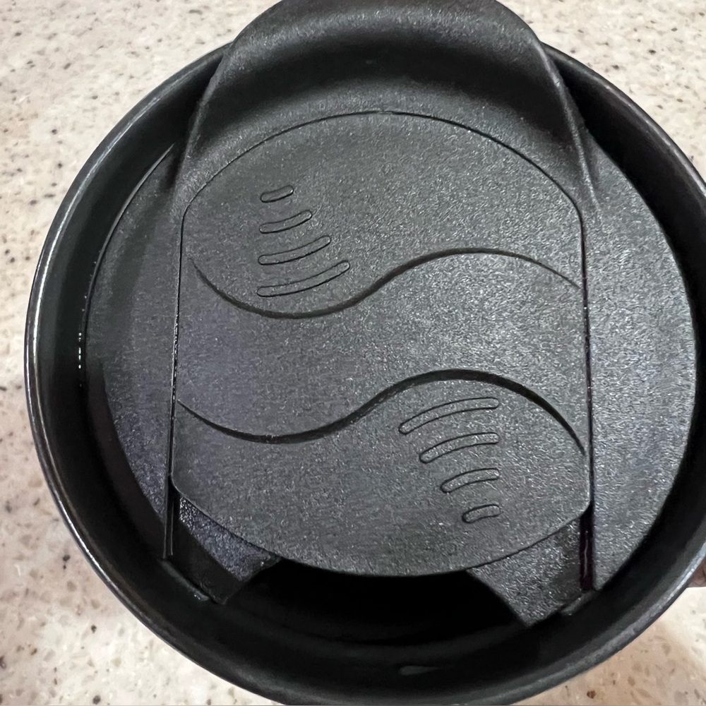 Starbucks Black Ceramic Desktop Mug Silicone Nonslip Bottom with Lid 14 Fl Oz - Picture 12 of 13